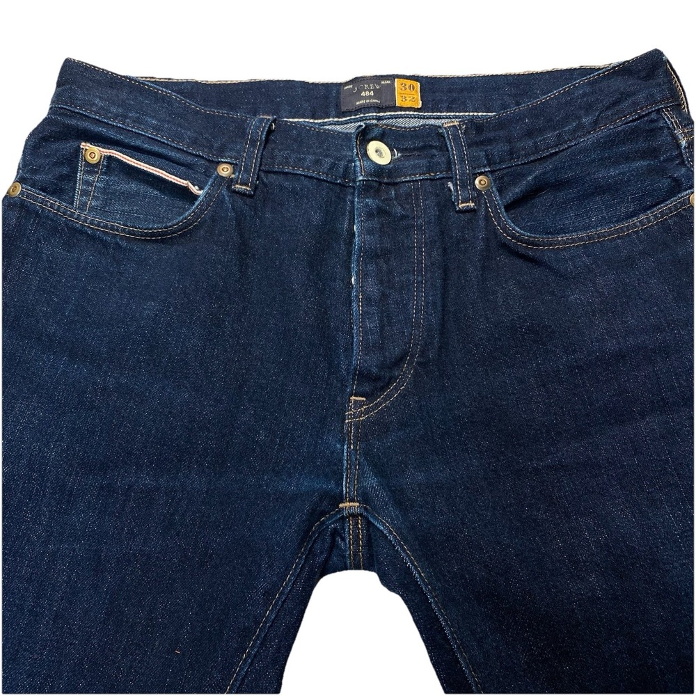 J Crew Selvedge 484 Slim Jeans 30x32 (31x31) Button Fly Dark Wash